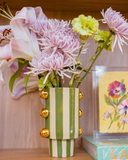 Vaso Giu Listrado com Ouro Verde - 18x10 cm