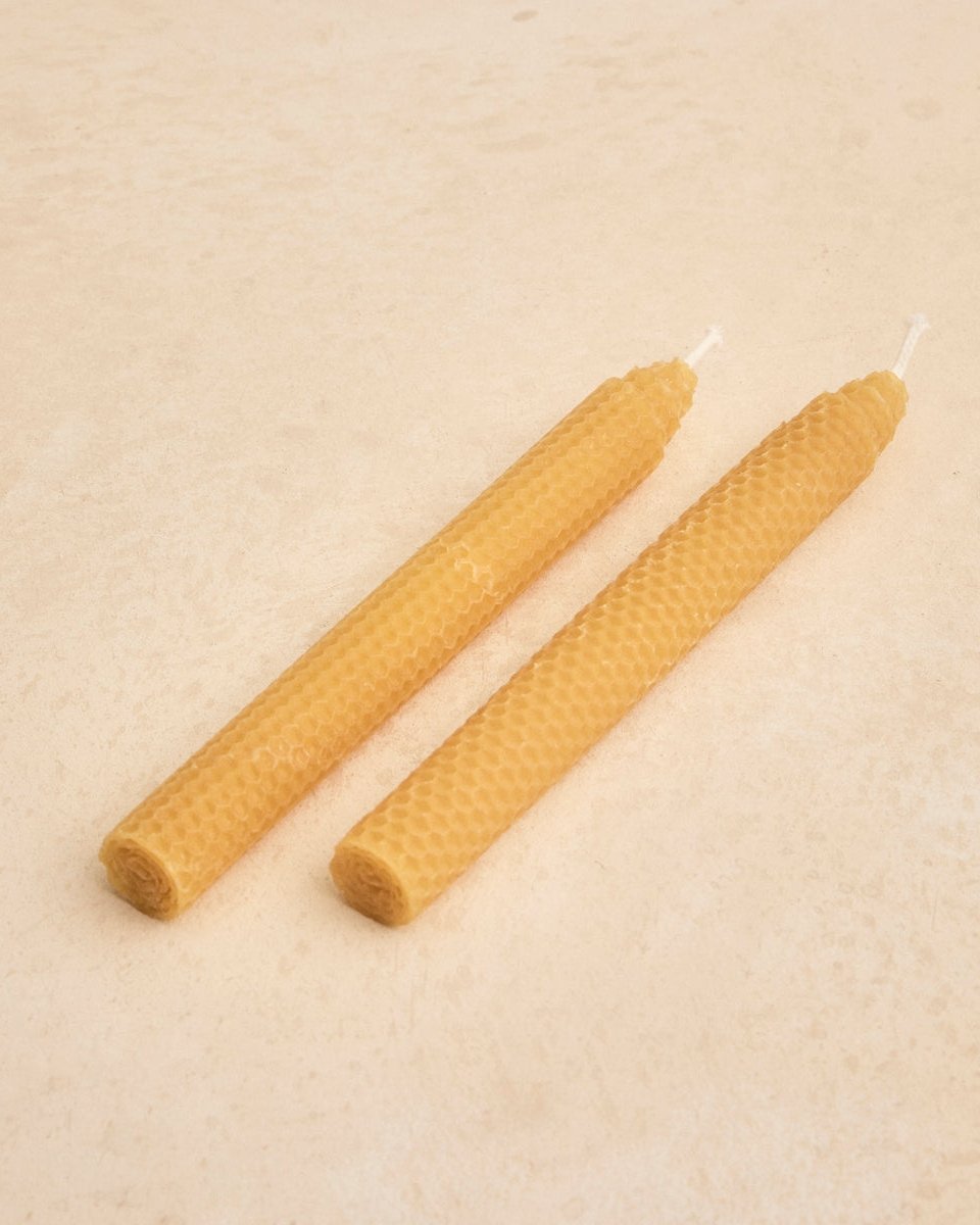 Kit de Velas Castiçal de Cera de Abelha set c/ 2 pçs