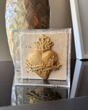 Caixa Acrílico Sagrado Coração de Jesus Fundo Tavertino -  P