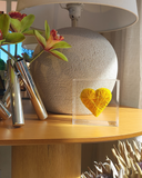 Caixa Acrílico Coração Fios de Cobre Amarelo -  P