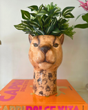 Escultura em Cerâmica Leopardo Savannah - 25x10 cm