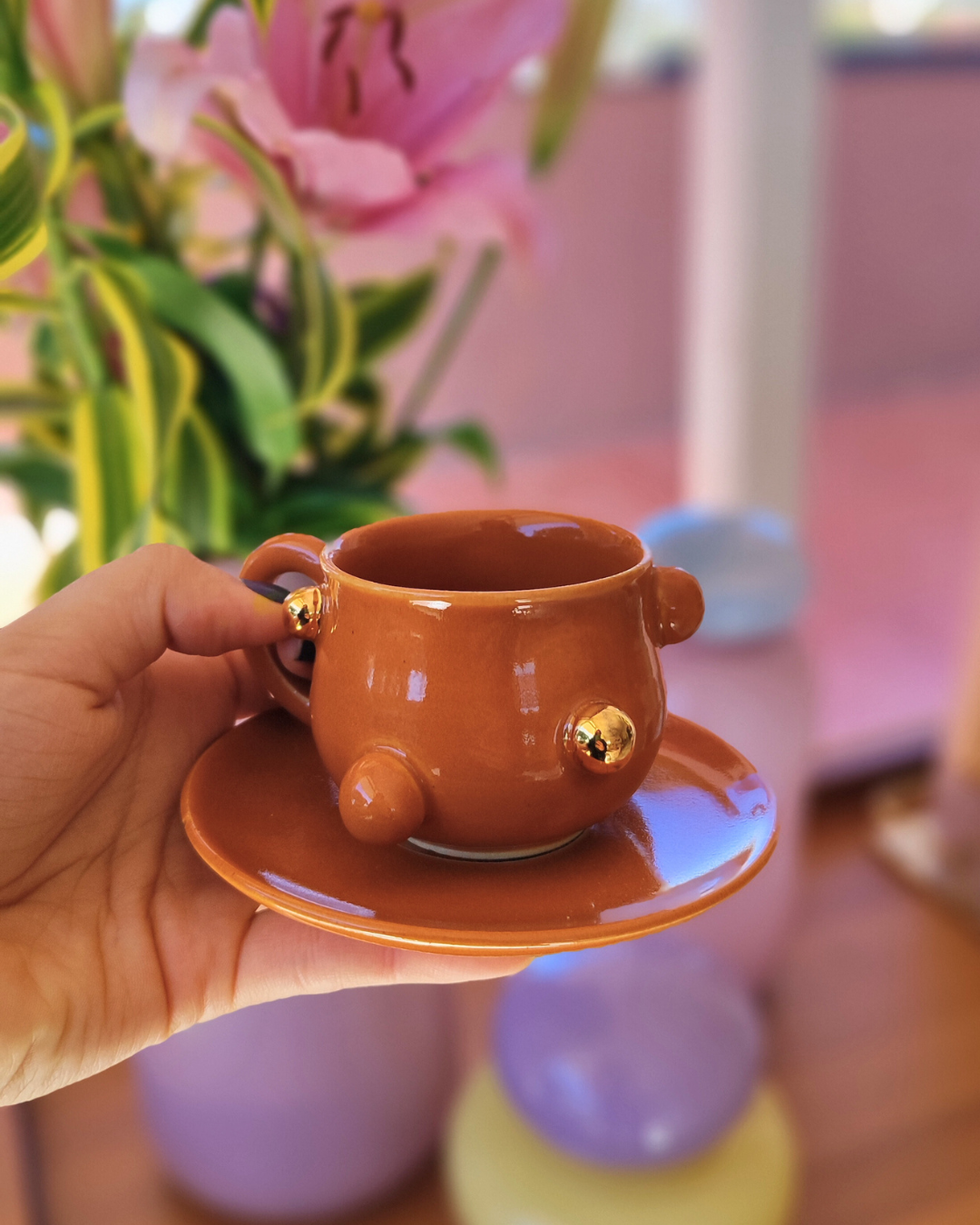 Xicara Café Bruxelas com Pires Ocre - Unidade