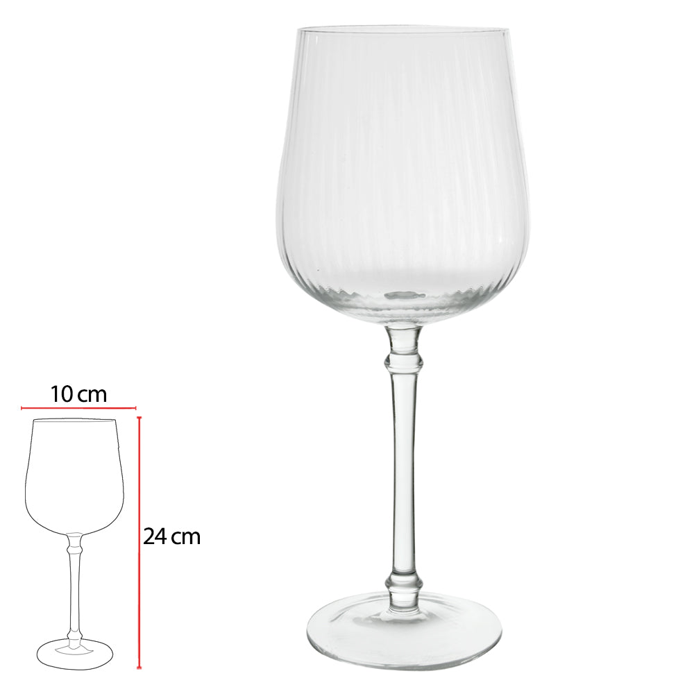 Taça Vinho Tinto Transparente Canelado - 24x10 cm