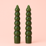 Conjunto 2 Velas Gominhos em Parafina Verde Oliva - 30 cm