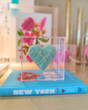 Caixa Acrílico Coração Fios de Cobre Pistache -  P