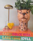 Caixa Acrílico Coração Fios de Cobre Amarelo -  P