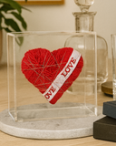 Caixa Acrílico Coração Fios de Cobre Vermelho -  LOVE - P