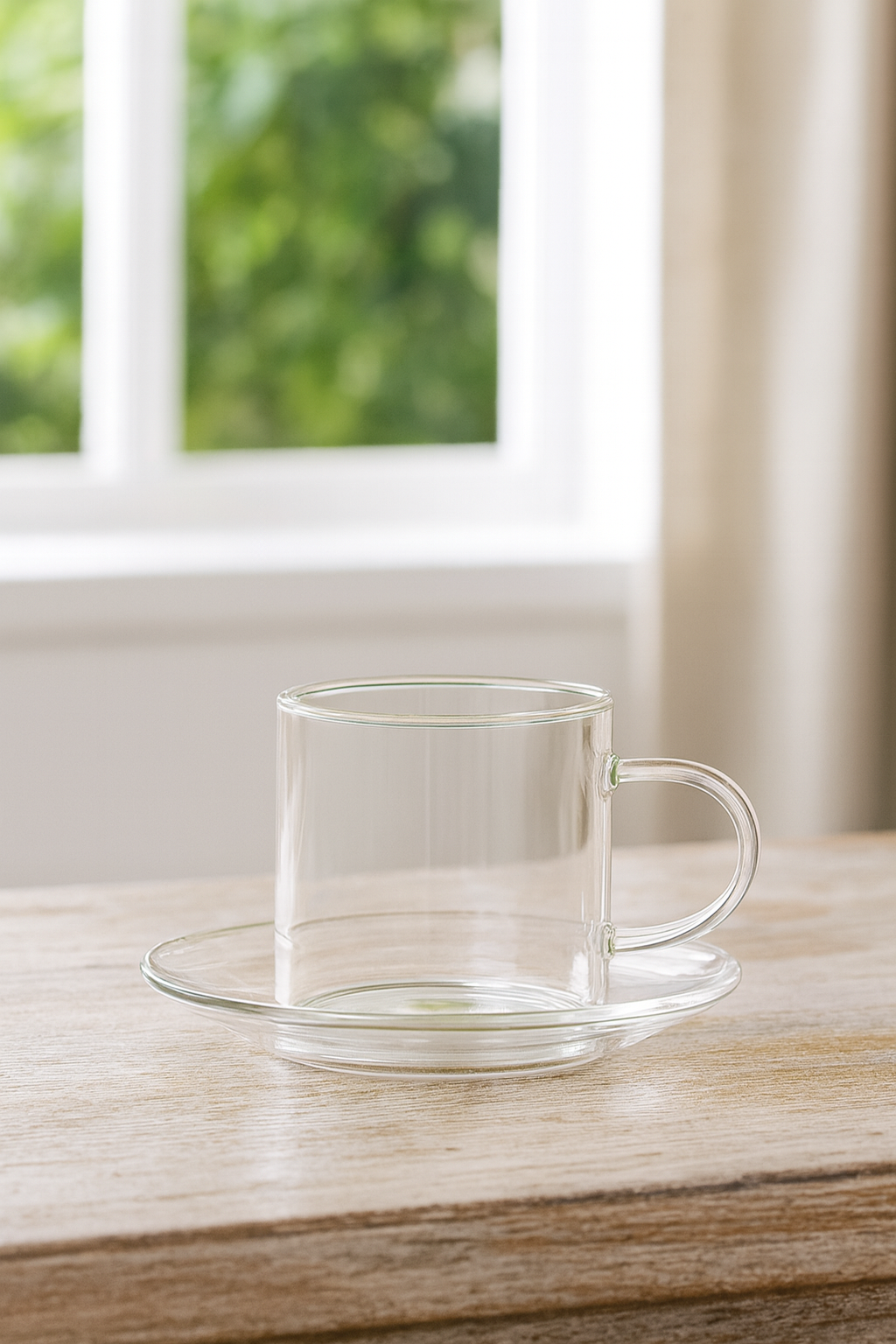 Conjunto de Xícaras para Café com Pires – Vidro Transparente (4 peças)