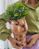 Escultura em Cerâmica Leopardo Savannah - 25x10 cm