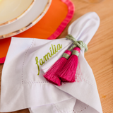 Porta-Guardanapo Tassel Mesclado Pink e Verde