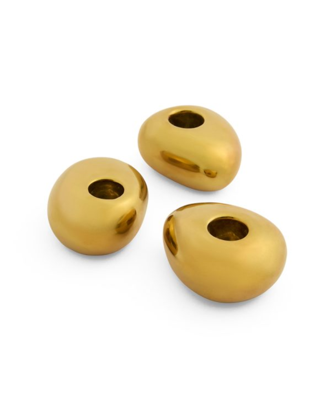 Trio Porta-Velas em Cerâmica - Dourado