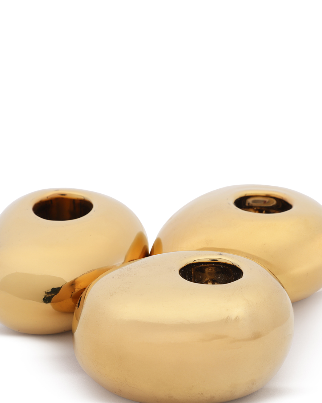 Trio Porta-Velas em Cerâmica - Dourado