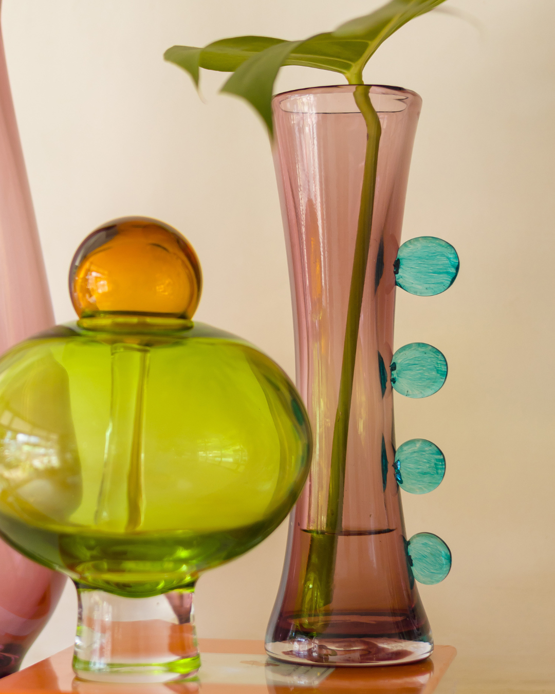 Vaso Aubergine Turquesa Vidro 9cm x 5,5cm x 27cm