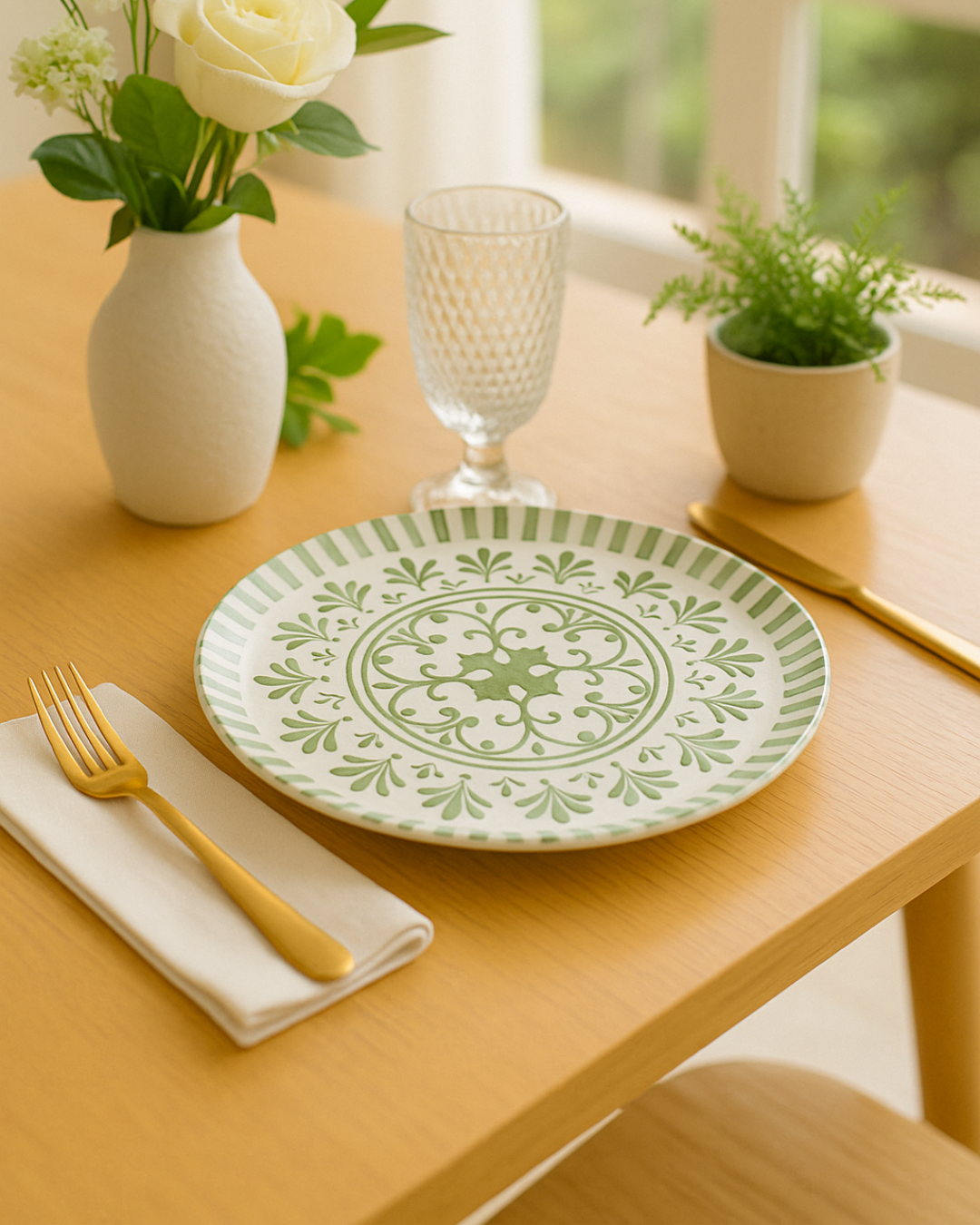 Prato Facetado de Melamina - Verde