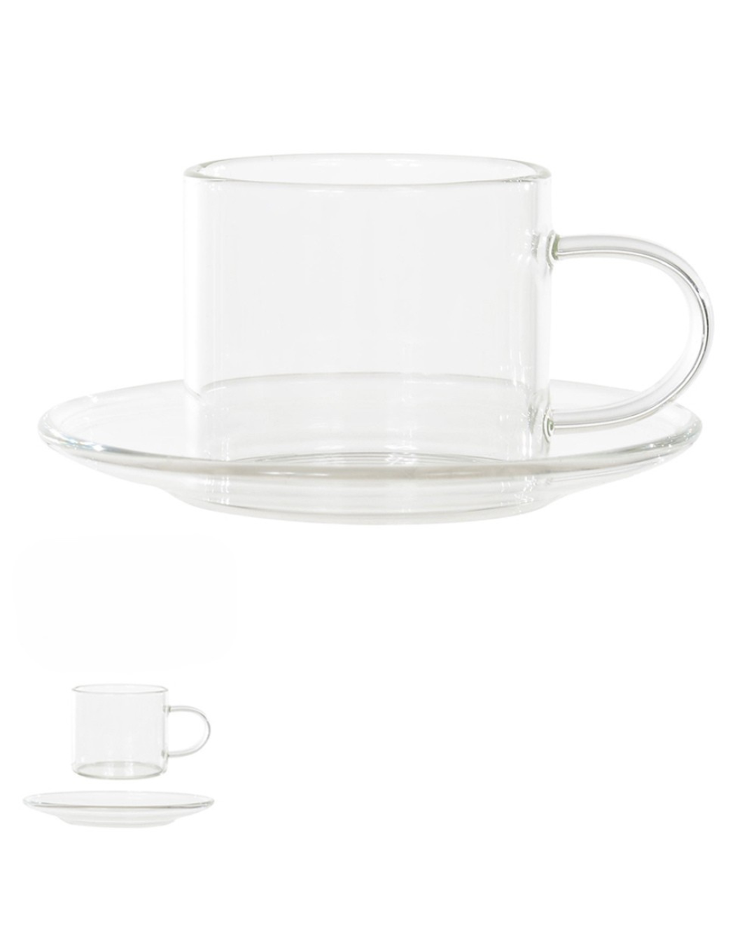 Conjunto de Xícaras para Café com Pires – Vidro Transparente (4 peças)