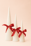 Trio Velas Cone com Laço - 3 Peças