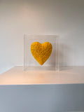Caixa Acrílico Coração Fios de Cobre Amarelo -  P