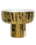 Centro de Mesa Decorativo Éclat de Porcelana Dourado e Branco 11,7cm x 14,5cm