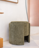 Puff Decorativo Redondo Verde Oliva - 34x24 cm