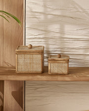 Dupla de Caixas Naturalle Storage em Rattan Natural - 2 Peças