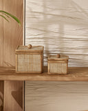 Dupla de Caixas Naturalle Storage em Rattan Natural - 2 Peças