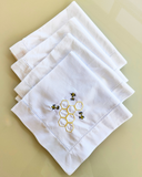 Conjunto 4 Guardanapos Bordados Abelha