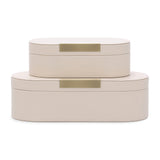 Conjunto de Caixas em Mdf com Revestimento em PU com Detalhe em Metal Dourado - 2 Peças
