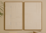 Conjunto de Quadros Decorativos Linhas Neutras – Textura Off White