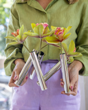 Vaso Decorativo em Metal Prata 22,5x22,5x15,5cm