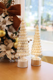 Dupla de Árvores Decorativas Douradas  com Led 40x10 cm