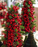 Arvore Natal Decorada Pinhas e Cerejas - 60cm