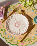 Prato de Sobremesa Flor Decorativo - Branco e Rosa