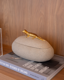 Caixa Pedra com Lagarto Esculpido - 23x13cm