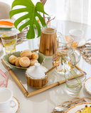 Bandeja de Vidro Quadricular com Borda Bambu 27 X 27