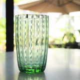 Copo De Vidro Verde Com Bolinhas  - 13 x 9