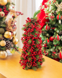 Árvore de Natal Decorada Pinhas e Cerejas - 60cm