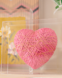 Caixa Acrílico Coração Fios de Cobre G - Rosa