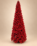 Árvore de Natal decorativa Azevinho G de 72 cm em verde e vermelho, detalhe das folhagens de azevinho