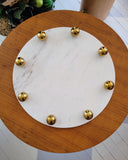 Bandeja Nobreza Mármore com Esferas Douradas - 35 cm