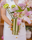 Vaso Giu Listrado com Ouro Verde - 18x10 cm