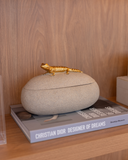 Caixa Pedra com Lagarto Esculpido - 23x13cm