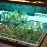 Copo De Vidro Verde Com Bolinhas  - 13 x 9