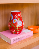 Vaso Cerâmica Vermelho Pintado à Mão