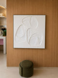 Quadro Texturizado Orgânico Branco com Moldura - 107x107 cm