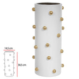 Vaso Cerâmica Branco com Ouro - 30x14cm