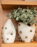 Vaso Orgânico Ice com Esferas Gota Douradas - 30x20cm