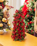 Árvore de Natal Decorada Pinhas e Cerejas - 60cm