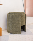 Puff Decorativo Redondo Verde Oliva - 34x24 cm