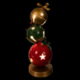 Escultura decorativa de Natal com estrutura vertical em metal e esferas, 45 cm de altura