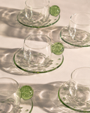 Conjunto de Xícaras e Pires 6Pçs Cristal Dot 120ml - Verde